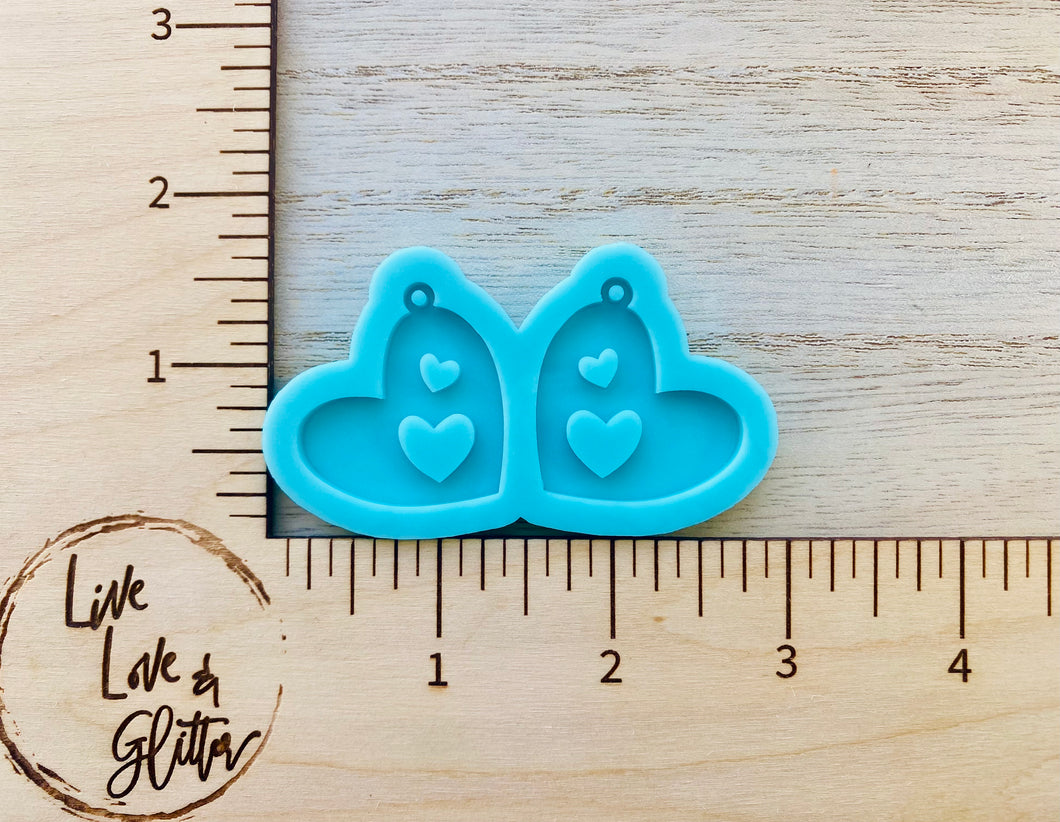 Valentines Heart Drop Earrings Silicone Mold (Handmade )