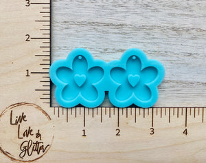 Flower Heart dangle Earrings (Handmade) Silicone mold