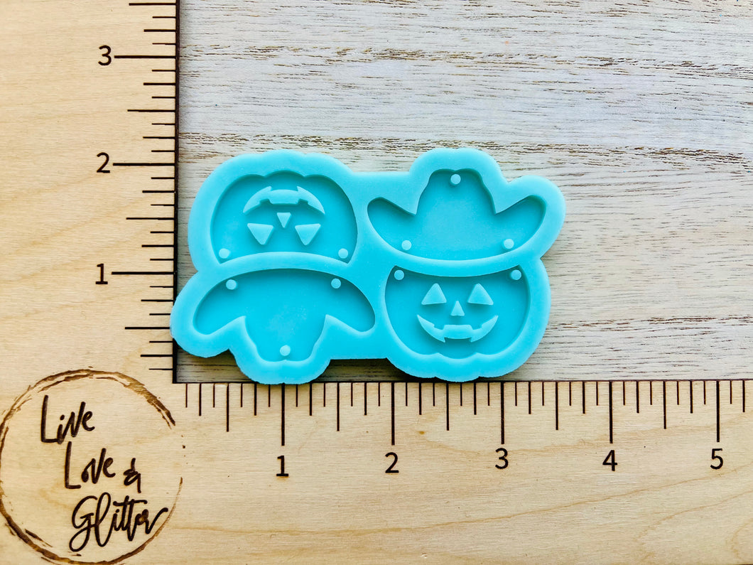 Cowboy Pumpkin Halloween Earrings (Handmade) Silicone mold