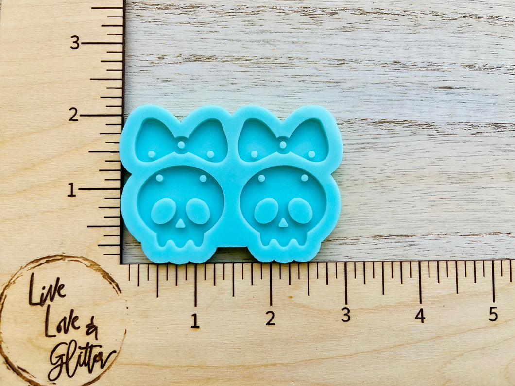 Skull with Bow Halloween Earrings (Handmade) Silicone mold