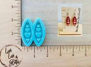 Valentines Hearts Canoe Earrings (Handmade) Silicone mold