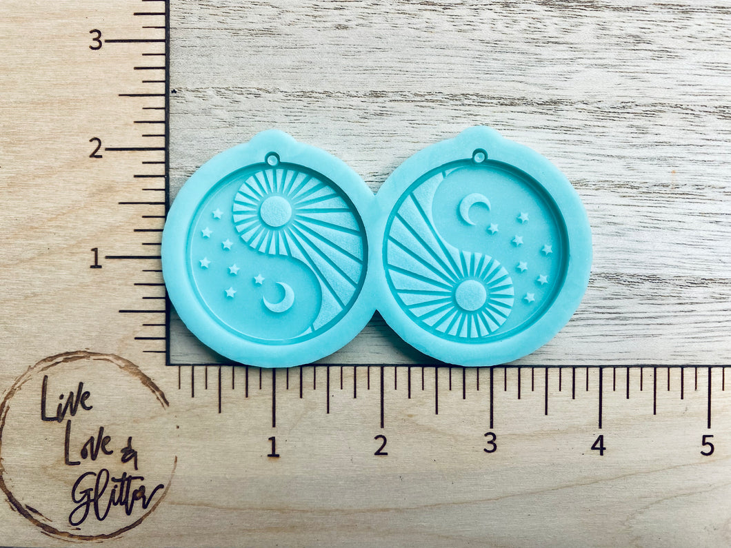 Sun and Moon Ying Yang Earrings  (Handmade) Silicone mold