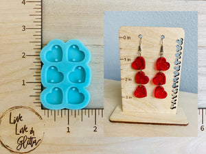 Hearts Dangle Earrings (Handmade) Silicone Mold