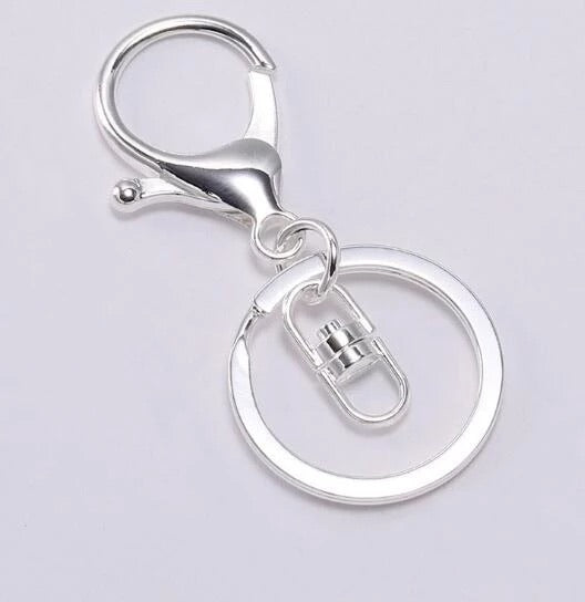 Silver Keychain with Clasp and Swivel Hook 8pcs