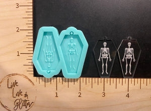 Skeleton in Coffin dangle Earrings (Handmade) Silicone mold