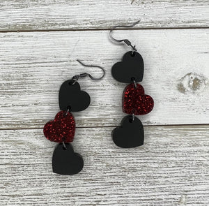 Hearts Dangle Earrings (Handmade) Silicone Mold