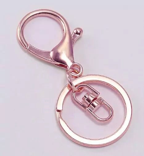 Rose Gold Keychain with Clasp and Swivel Hook 8pcs
