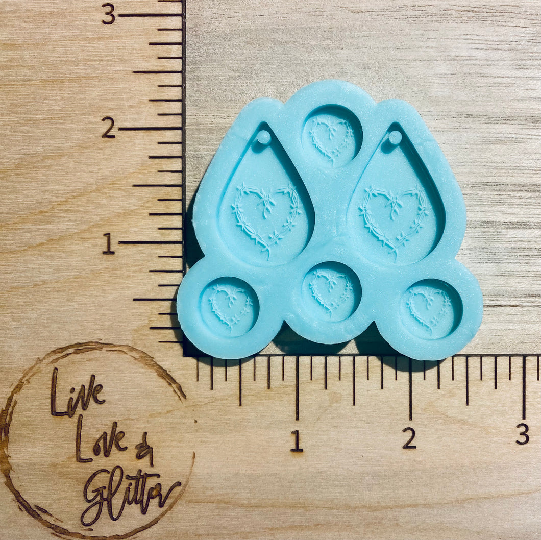 Heart crown Earrings and stud  (Handmade) Silicone mold