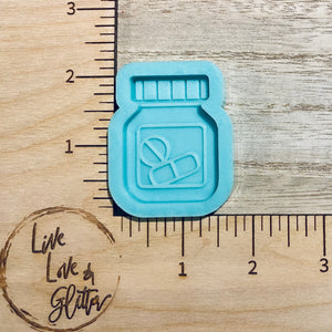 Pharmacy Rx Pill Bottle Phone grip / badge reel (Handmade) Silicone mold