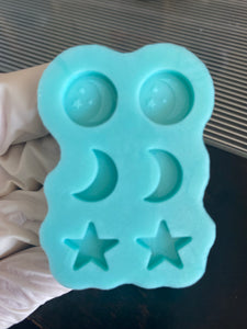 Moon and Star Earring Studs (Handmade) Silicone Mold