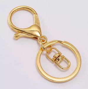 Gold Keychain with Clasp and Swivel Hook 8pcs