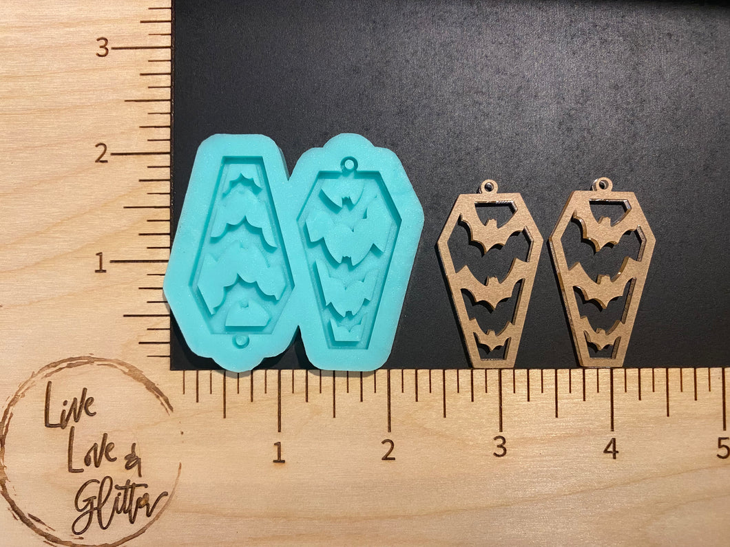 Bats Coffin dangle Earrings (Handmade) Silicone mold